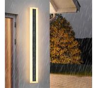 Lampada da parete a LED solare per esterni, impermeabile IP65, lampada lineare per portico, patio e porta d'ingresso, design moderno in acrilico e metallo, luce calda, lunghezza 150 cm