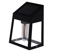 Lampada da parete a LED solare per esterni, per terrazza, con sensore crepuscolare, nera, H 13,6 cm