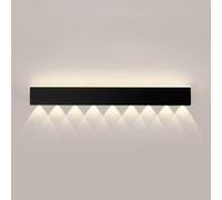 Lampada da Parete a LED, Striscia Luminosa Lunga Nera, Applique in Metallo Ultrasottile, con Mini faretto, su e Giù, Lampada Decorativa Calda 3000K