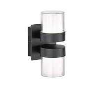 Lampada da parete a LED up-down Lampada da esterno per facciata Lampada da parete a LED esterna nera sopra sotto, metallo plastica, 2x 8,5W 2x 750lm bianco caldo, LxA 14x24 cm