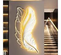 Lampada da Parete A LED USB con Piuma Elegante di Lusso, Statua di Scultura da Parete con Ali 3D per Soggiorno Camera da Letto Ingresso Ufficio, White