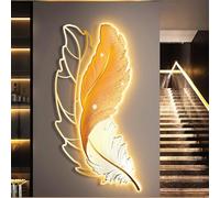 Lampada da Parete A LED USB con Piuma Elegante di Lusso, Statua di Scultura da Parete con Ali 3D per Soggiorno Camera da Letto Ingresso Ufficio, Gold