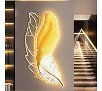 Lampada da Parete A LED USB con Piuma Elegante di Lusso, Statua di Scultura da Parete con Ali 3D per Soggiorno Camera da Letto Ingresso Ufficio, Yellow
