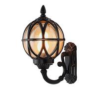 Lampada da parete a sfera in vetro da giardino Applique da parete impermeabile per esterni Lanterna da parete per portico esterno Supporto a parete per casa, garage, apparecchio di illuminazione per