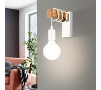 Lampada da Parete a Sospensione in Metallo e Legno, E27, per la Decorazione Domestica Rustica, Industriale retrò, Bar, Ristorante, caffetteria, Club, Bianco Interessante