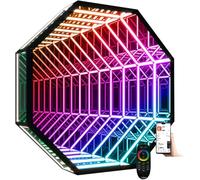 Lampada da Parete A Specchio, Luce A Tunnel A Specchio, Cornice A LED Infinity con Telecomando E Luce RGB Multicolore Che Cambia Colore, Luce A Tunnel A LED Che Cambia Colore, A, Diameter 50cm