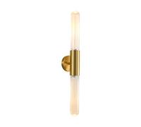 Lampada da parete a tubo lungo in ottone a 2 luci con paralume in vetro a strisce, applique da parete con illuminazione GU10 post moderna, lampade da parete con flauto sul comodino della camera da let