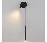 Lampada da Parete a Tubo Lungo, Lampada da Parete Moderna a LED con Piccolo Faretto Girevole e Orientabile, Lampade da Lettura da Comodino Nere, Applique da Parete con Flauto in Metallo per Camera da