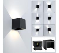 Lampada da Parete Apparecchio Facciata Esterni Up Down LED Giardino Nero H 10 CM