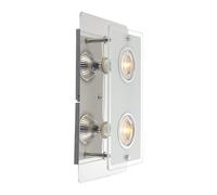 Lampada da parete applique da parete lampada da soggiorno lampada da corridoio lampada da letto, 2 lampadine, lastra di vetro trasparente cromato opalino, LED 5W 400Lm bianco caldo, DxH 7,4x16cm