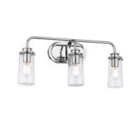 Lampada da parete applique per ambienti umidi bagno metallo argento 3 lampadine vetro L 60,3 cm