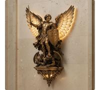 Lampada da parete Arcangelo con decorazioni piumate, color bronzo,