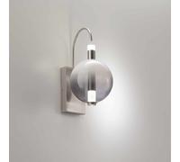 Lampada da parete AURORA, nichel satinato con vetro fumè 10W 850LM 3000K, h 41,3cm