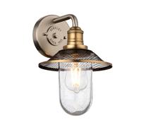 Lampada Da Parete Bagno Design Vintage IP44 Metallo Vetro E27 Alta 30 Cm