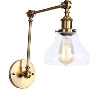 Lampada da parete Braccio oscillante regolabile Applique da parete Paralume in vetro trasparente industriale Applique da parete retrò,lampada un aspetto elegante