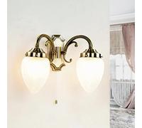 Lampada da parete classica con interruttore a strappo Applique in stile liberty 2 fiamme bronzo Applique E14 L:36 cm Applique camera da letto classica