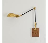 Lampada Da Parete Classica Orientabile In Ottone, Base In Noce, Applique Da Parete Pieghevole A Braccio Lungo, Illuminazione Da Parete Per Interni Con Cavo, Applique, Camera Da Letto, Studio, Studio