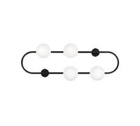 Lampada da parete con 4 luci a forma di globo e paralume in vetro base metallo nero opaco