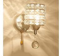 Lampada da Parete con Interruttore a Catena, Lampada da Parete in Cristallo, luci Moderne, Base in Acciaio Inossidabile, Illuminazione Lamparas De Pared,Illuminazione per Interni