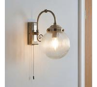 Lampada da parete con interruttore IP44 vetro metallo in ottone anticato H: 27 cm E14 applique bagno luce specchio lampada bagno
