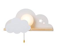 Lampada da Parete con mensola, Lampada da Comodino per Camera da Letto, Nuvola Che insegue la Luna e Aspetto Elegante, Effetto Luce soffusa della Maschera di Vetro, Caldo e Romantico, Bianco, Grigio,