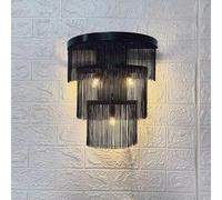 Lampada da parete con nappe retrò, con frange nere, applique per camera da letto e soggiorno, elegante lampada lunga per decorazione loft, elegante luce d'accento per interni