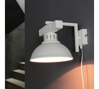 Lampada Da Parete Con Presa E Cavo Interruttore Bianco E27 Metallo