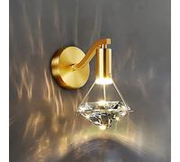 Lampada da Parete con Sfondo in Cristallo, Illuminazione per Interni, Semplice in Tutto Il Materiale in Rame, può Essere utilizzata in Soggiorno e Camera da Letto nel corridoio del corridoio con