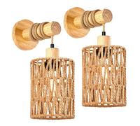 Lampada da Parete con Testiera In Corda di Rattan, Lampada da Camera da Let2536