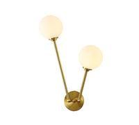 Lampada da Parete contemporanea a 2 luci MiCentury, Applique da Parete a Globo Industriale con Paralume a Sfera in Vetro Bianco, per Soggiorno, Sala da Pranzo, Bagno, Comodino, Lampada da Parete E27