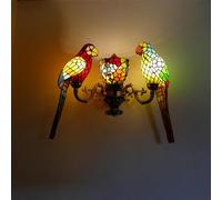 Lampada da parete contemporanea a forma di pappagallo, stile campagna americana, soggiorno, camera da letto, cameretta dei bambini, villa, hotel, lampada decorativa in vetro colorato con animali (32)