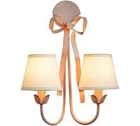 Lampada da Parete Creativa a 2 Teste con Fiocco, Lanterna da Parete in Ferro battuto per cameretta dei Bambini, Paralume in Tessuto Bianco, Doppia Applique, per Camera da Letto per Ragazze, toel