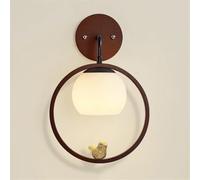 Lampada da Parete Creativa in Resina con Paralume in Vetro Bianco Latte, Moderna Lampada da Parete in Legno a Forma di Anello, Applique da Parete per Interni, Applique in Legno massello cablate n