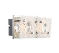 Lampada da parete cromata applique per scale interne, vetro decorato, cristalli K5 trasparenti, 2x LED 4W 320lm bianco caldo, LxPxH 24x11x10 cm