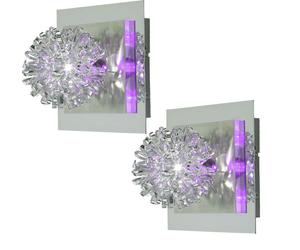Lampada da parete cromata lampada da parete treccia sferica lampada da soggiorno lampada da corridoio, acciaio spazzolato, LED decorativo viola, 1x attacco G4, LxL 17x17 cm, set da 2