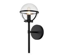 Lampada Da Parete Da Bagno IP44 Metallo Vetro Alta 40,3 Cm Nera E14 Pallina