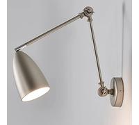 Lampada da Parete da Comodino con Braccio Orientabile Regolabile, Doppio Braccio Lungo, Testa Singola, in Metallo, Applique da Parete per Studio e Lettura con Attacco E27 Colo