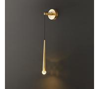 Lampada da parete da comodino, lampada da parete in ottone a tubo lungo con applique da parete con paralume in acrilico, moderne lampade da parete a LED, semplice illuminazione decorativa da parete