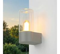 Lampada da parete da esterno in alluminio Vetro fumé E27 IP44 H: 19,7 cm piccola in grigio ambra Lampada da parete moderna da esterno Lampada da terrazza Lampada da balcone