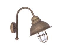 Lampada da parete da esterno in ottone con gabietta e parabola illuminazione