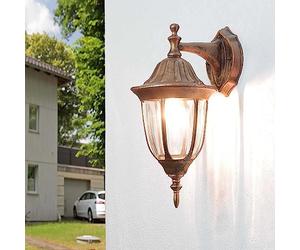 Lampada da parete da esterno Milano color rame antico design retrò IP44 E27 60 W ideale per il cortile e giardino