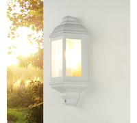 Lampada Da Parete Da Giardino IP44 Bianca E27 Marittima In Alluminio E Vetro