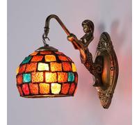Lampada Da Parete Decorativa Con Scultura, Paralume In Mosaico Di Vetro Fatto A Mano, Lampada Da Parete Vintage Con Sirena Mediterranea, Adatta Per Hotel, Ristoranti, Balconi E Camere Da Letto(D)
