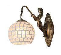 Lampada Da Parete Decorativa Con Scultura, Paralume In Mosaico Di Vetro Fatto A Mano, Lampada Da Parete Vintage Con Sirena Mediterranea, Adatta Per Hotel, Ristoranti, Balconi E Camere Da Letto(A)