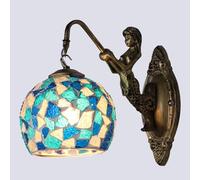 Lampada Da Parete Decorativa Con Scultura, Paralume In Mosaico Di Vetro Fatto A Mano, Lampada Da Parete Vintage Con Sirena Mediterranea, Adatta Per Hotel, Ristoranti, Balconi E Camere Da Letto(C)