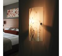 Lampada da Parete E27 Bianco Vetro Disegno Floreale Blendarm Soggiorno Corridoio