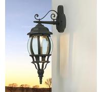 Lampada da parete esterna in vetro e alluminio antracite IP44 Balcone Terrazza L: 15,5 cm E27 Lanterna rustica in stile country Apparecchio da esterno Giardino BREST