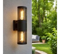 Lampada da Parete Esternaa Apparecchio Facciata Acciaio 2-Flammig Up Down Fumo H [EEK: Non valutato]