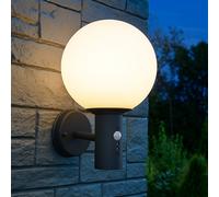 Lampada da Parete Esternaa Apparecchio Facciata Movimento E27 Sfera Vetro Inox [EEK: Non valutato]