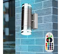 Lampada da Parete Esterno Up Down Giardino 2 Fiamma Telecomando GU10 RGB LED